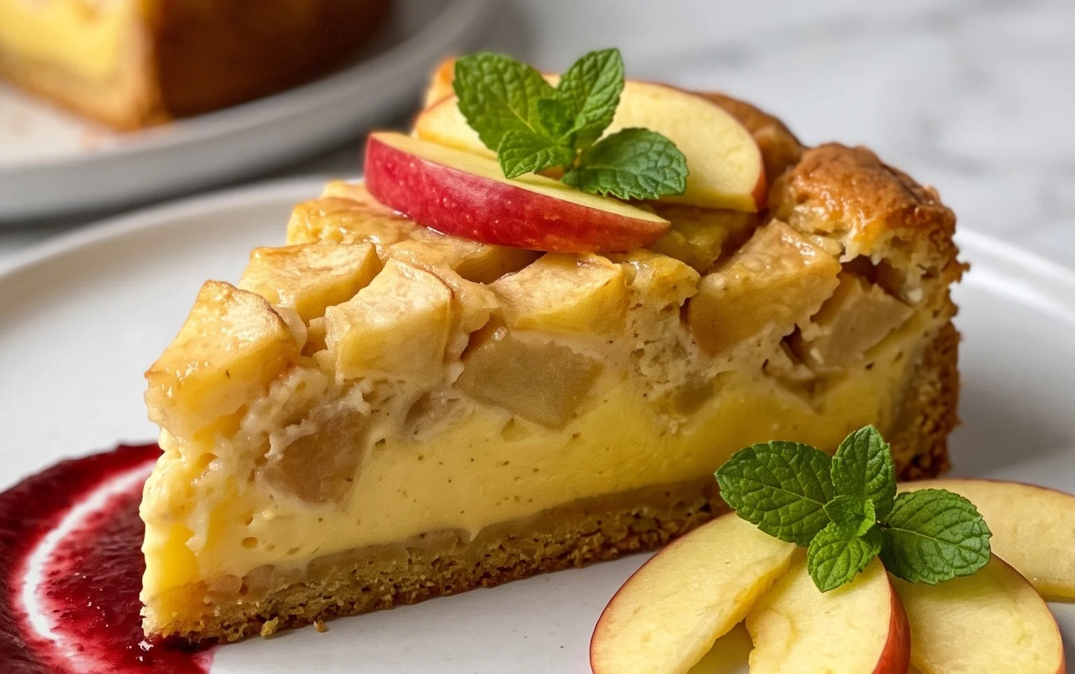 Omas saftiger Apfelkuchen mit Pudding